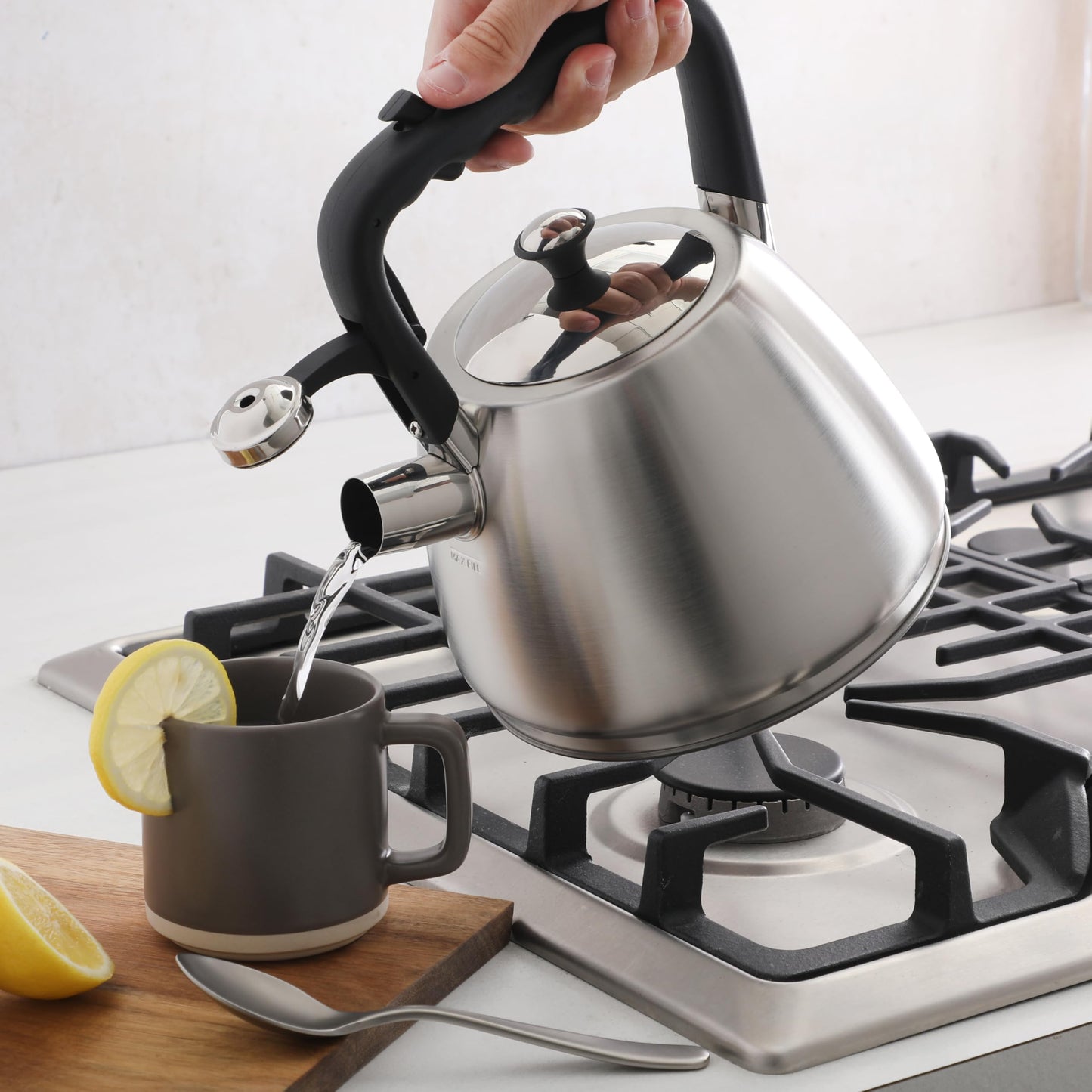 Mr. Coffee Armidale Large 2.5QT Brushed Stainless Steel Whistling Tea Kettle