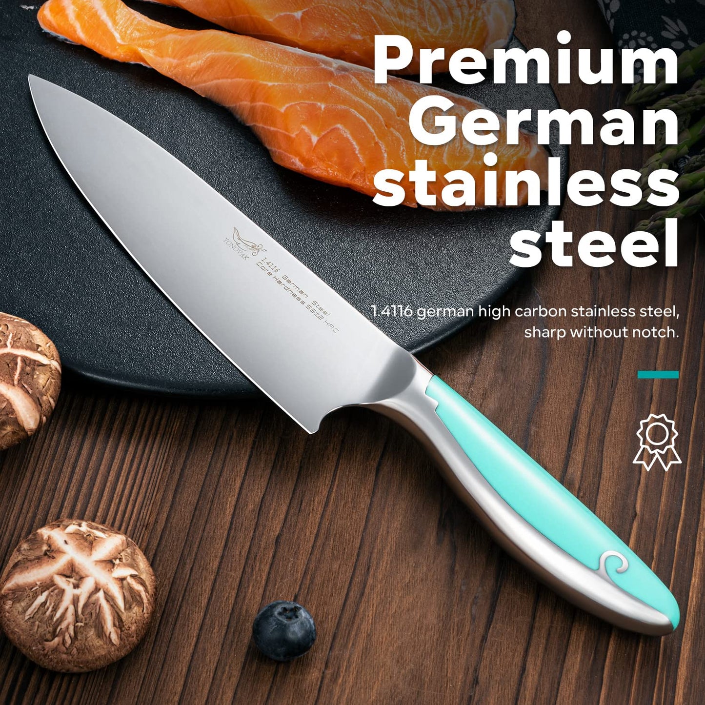 Knife Sets for Kitchen with Block Blue Whale Series 15-Piece