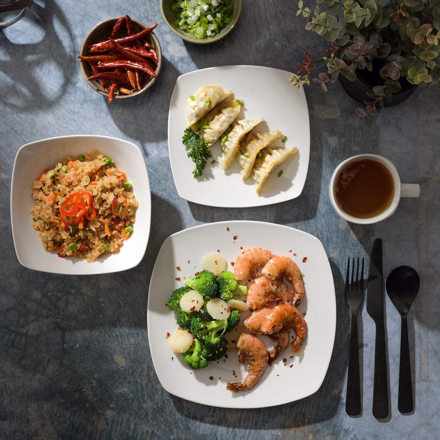 Zen Buffet Porcelain Chip and Scratch Resistant Dinnerware Bowls Set (16pcs)