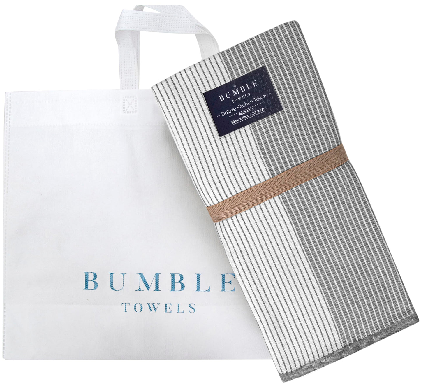 Premium Kitchen,Hand Towels (20”x 28”, 6 Pack) Large Cotton, Dish, Flat & Terry Towel Highly Absorbent Tea Towels Set with Hanging Loop Gray
