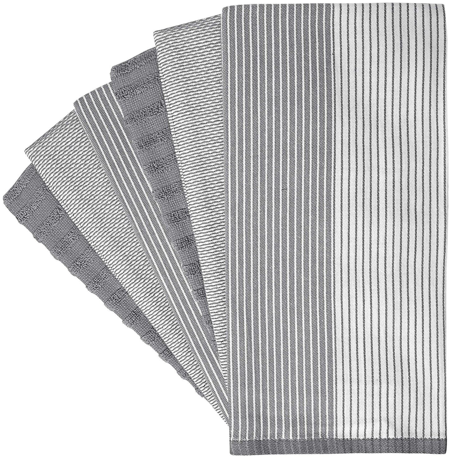 Premium Kitchen,Hand Towels (20”x 28”, 6 Pack) Large Cotton, Dish, Flat & Terry Towel Highly Absorbent Tea Towels Set with Hanging Loop Gray