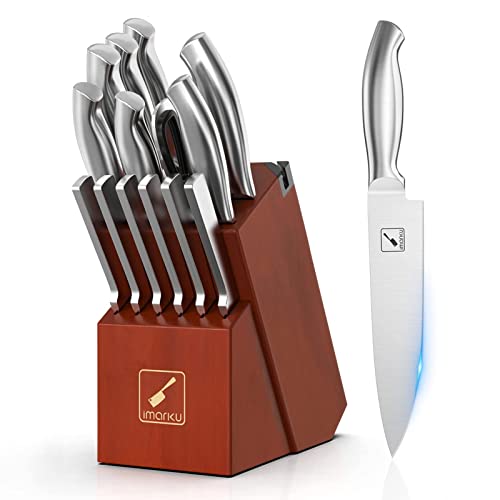 Knife Set High Carbon Steel Kitchen Knife Set 15-Pieces Ultra Sharp Knife Set with Block