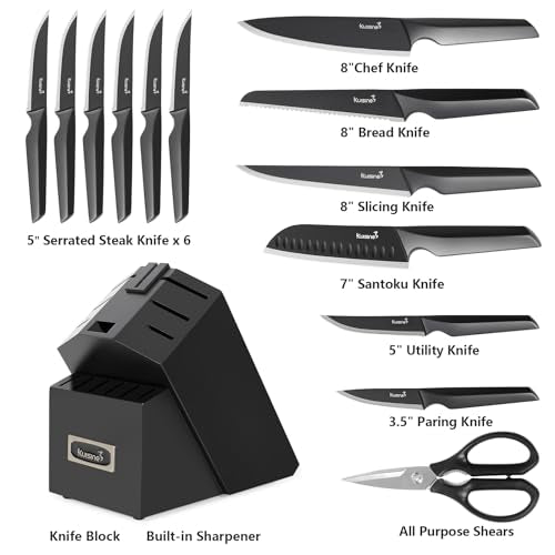 Kitchen Knife Set One-piece Molding 15PCS Stainless Steel Knife Block Set