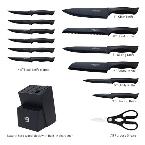 Knife Sets for Kitchen with Block 15 Pcs Kitchen Knife Set
