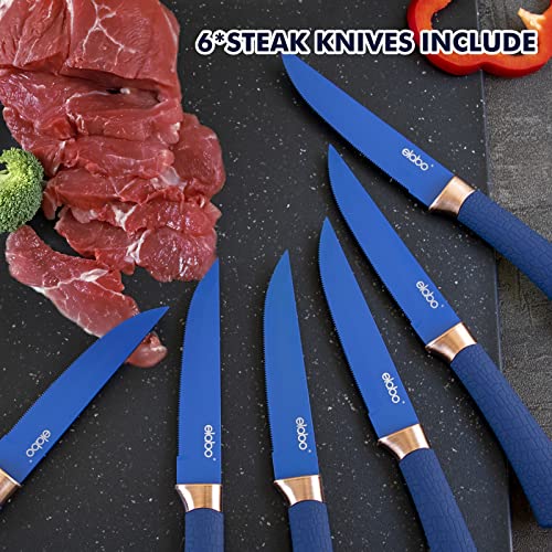 Kitchen Knife Set - 16 Pieces Stainless Steel Knives, Rose Gold Handle