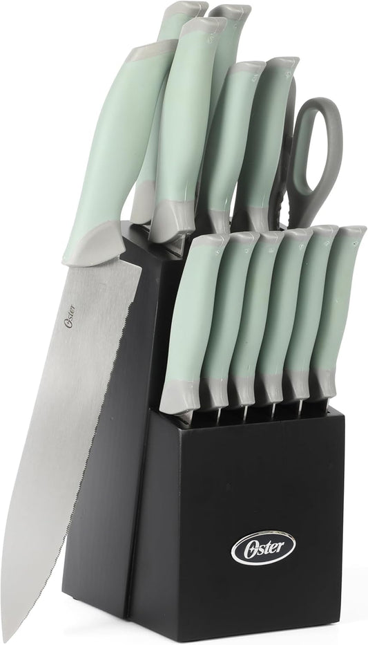 Lindbergh 14 Piece Stainless Steel Kitchen Knife Block Set Sage Green