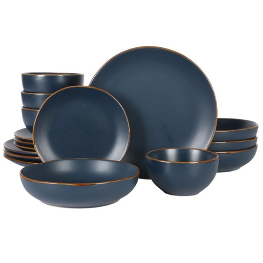 Home Hazeltine 16 Piece Plates Stoneware Ceramic Dinnerware Set
