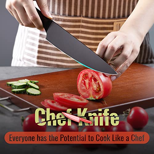 Knife Block Set, 15 Piece Kitchen Knife Set with 6 Steak Knife Set
