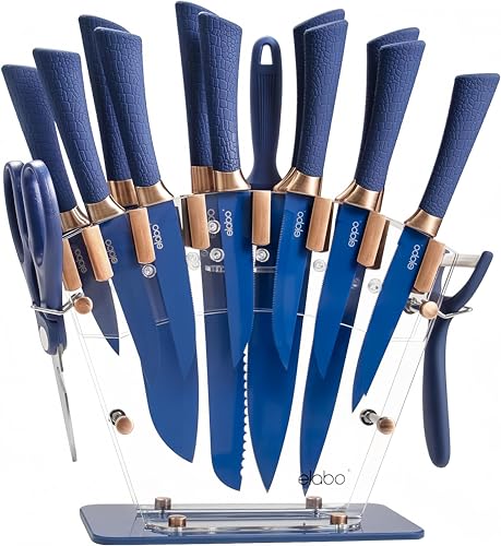 Kitchen Knife Set - 16 Pieces Stainless Steel Knives, Rose Gold Handle