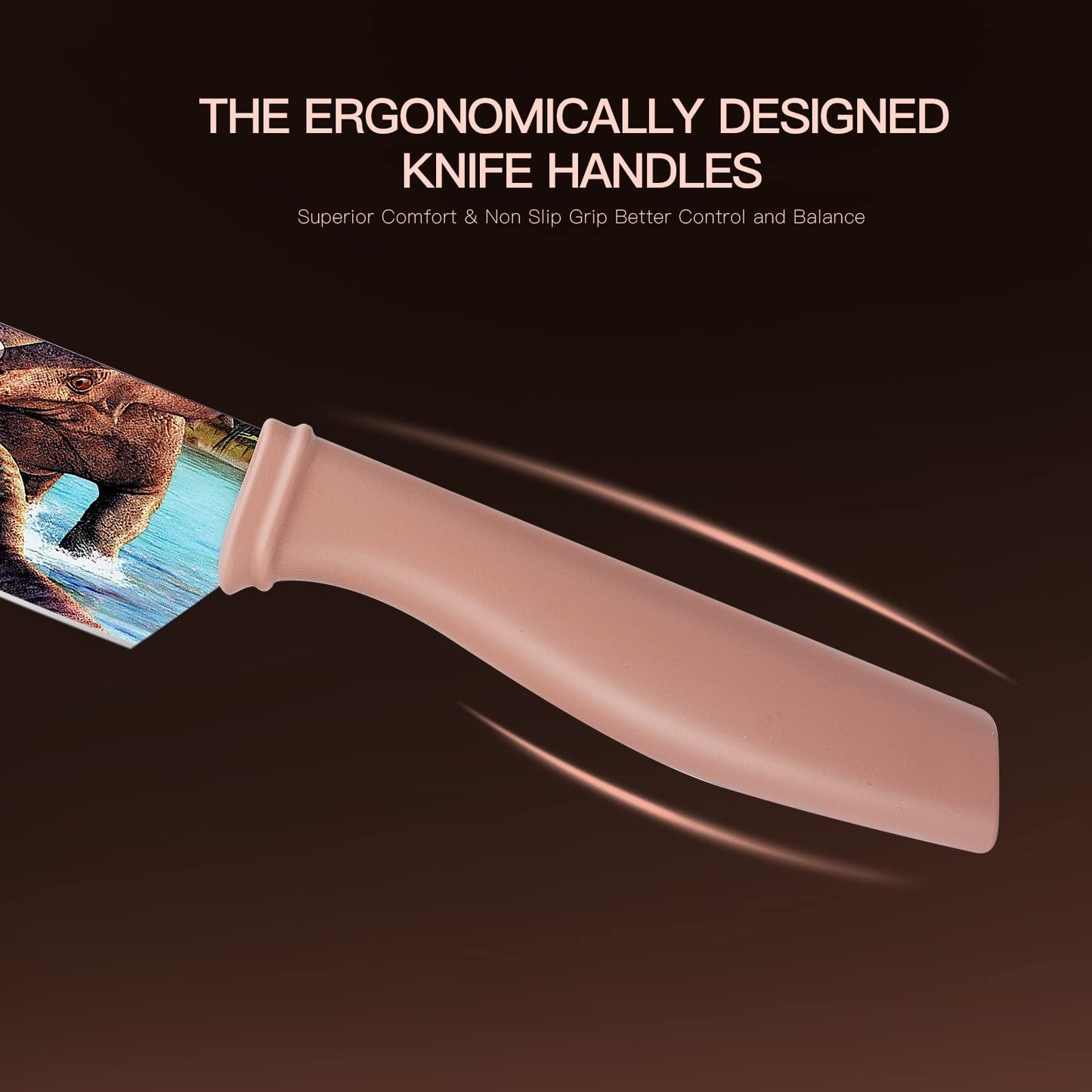 Chef Knives with Dinosaur Pattern 5-piece Kitchen Knife Set