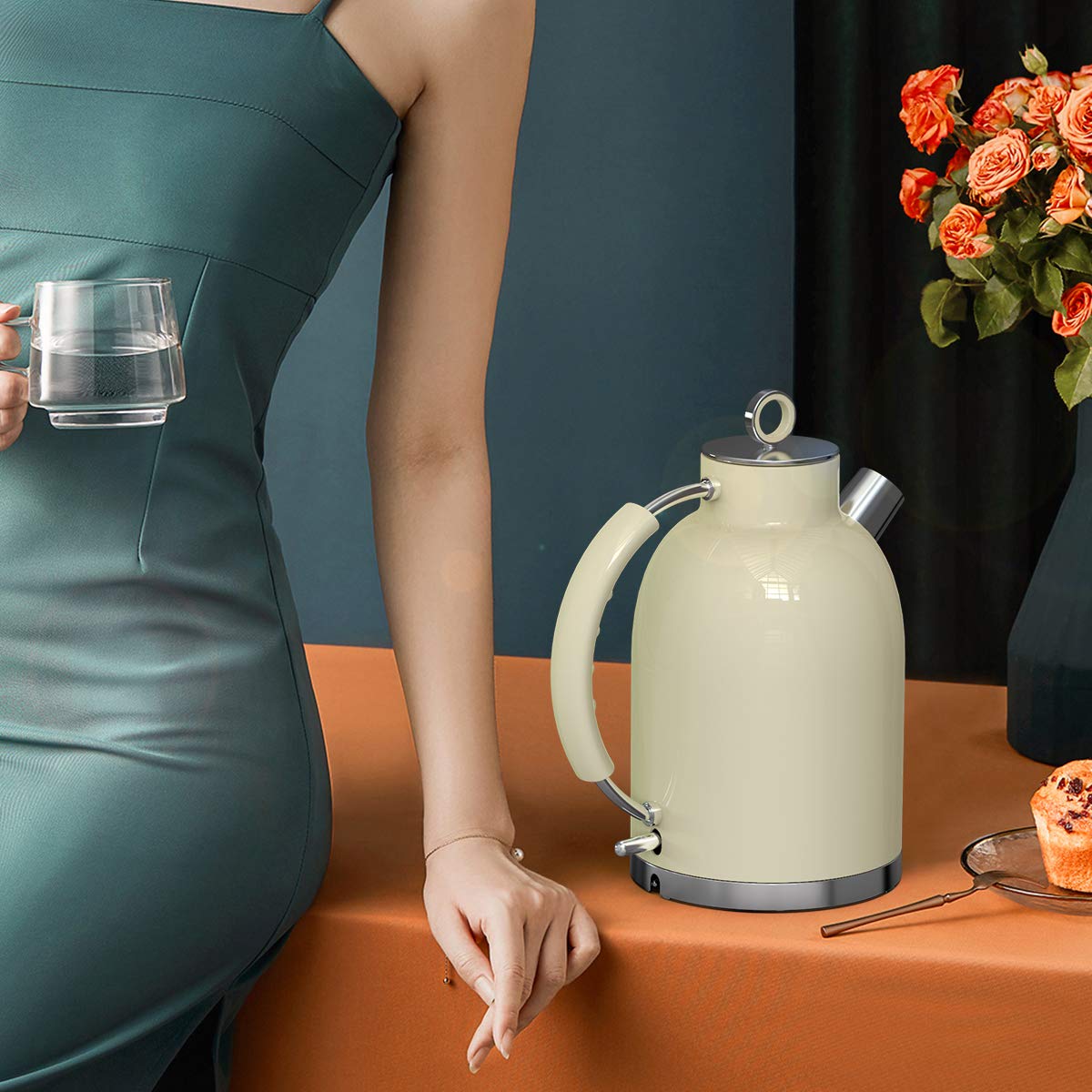 Stainless Steel Electric Tea Kettle Gifts for Men/Women/Family 1.5L 1500W