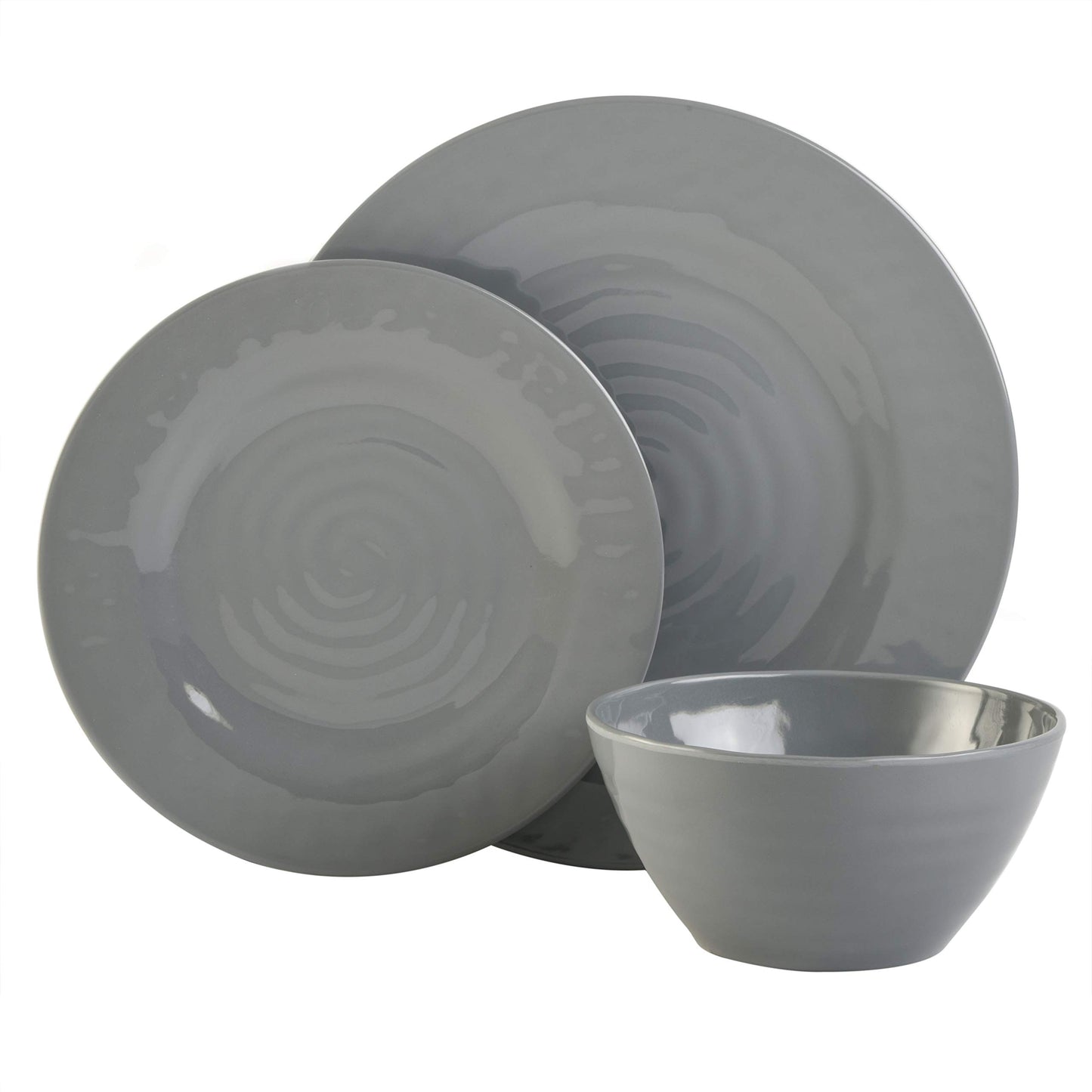 Gibson Home Melamine Dinnerware Set, Service for Four (12pcs), Blue (Brist)