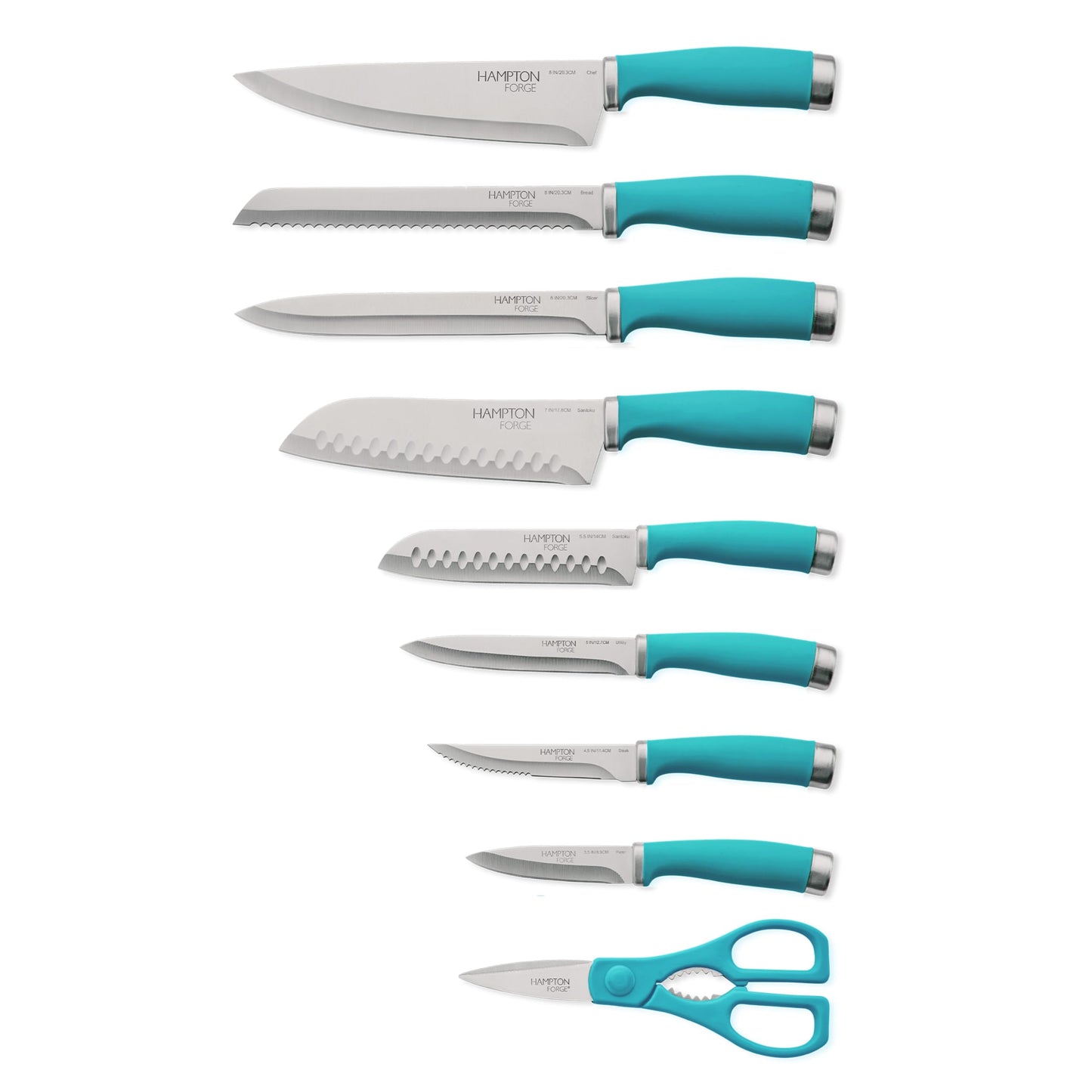 Hampton Forge Epicure True Aqua Knife Block Set, 15 Piece