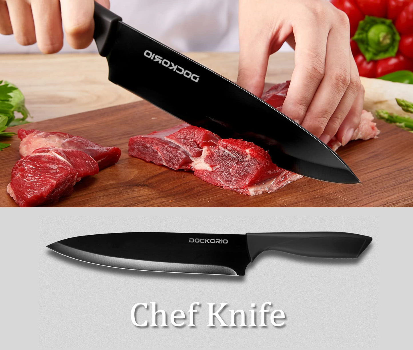 Kitchen Knife Set with Block 19 PCS Carbon Stainless Steel all in one Knife Set