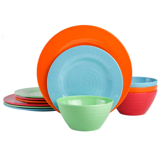 Brits Melamine Plastic Dinnerware Set Service for Four 12pcs