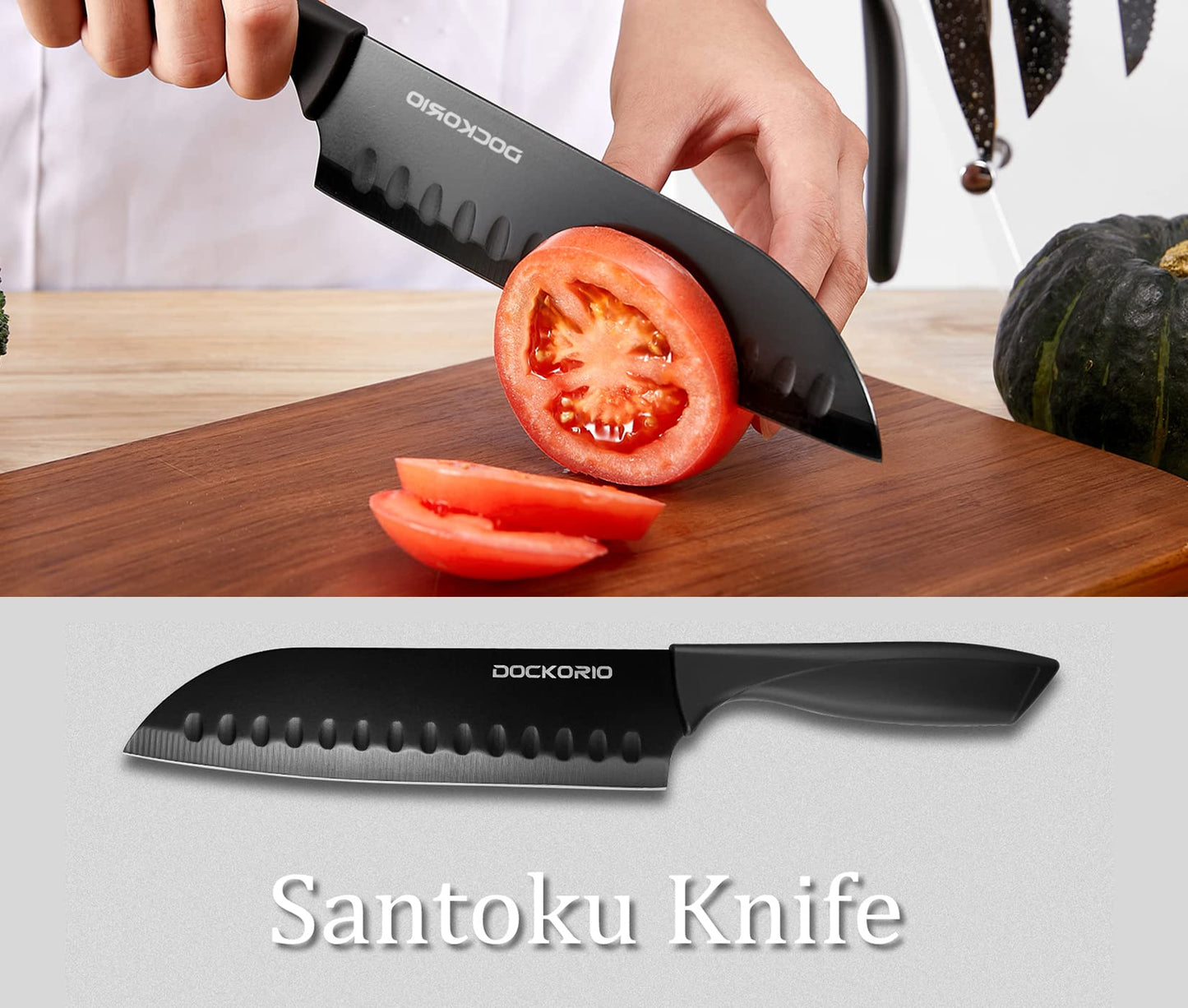 Kitchen Knife Set with Block 19 PCS Carbon Stainless Steel all in one Knife Set