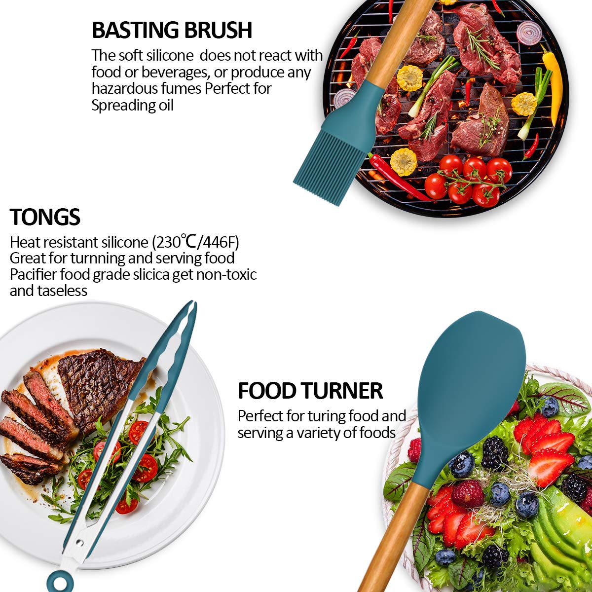 Umite Chef Kitchen Utensils Set Non-Stick Silicone Kitchen Utensils 24 Pieces