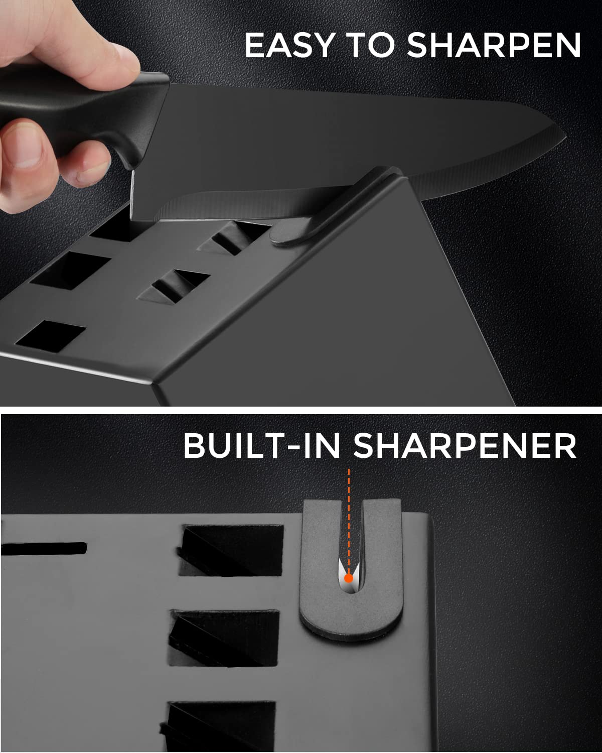 Utility Knife Set 15pcs Knife Sets for Kitchen with Block Sharpener