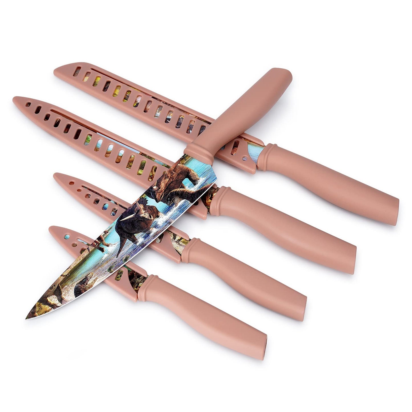 Chef Knives with Dinosaur Pattern 5-piece Kitchen Knife Set