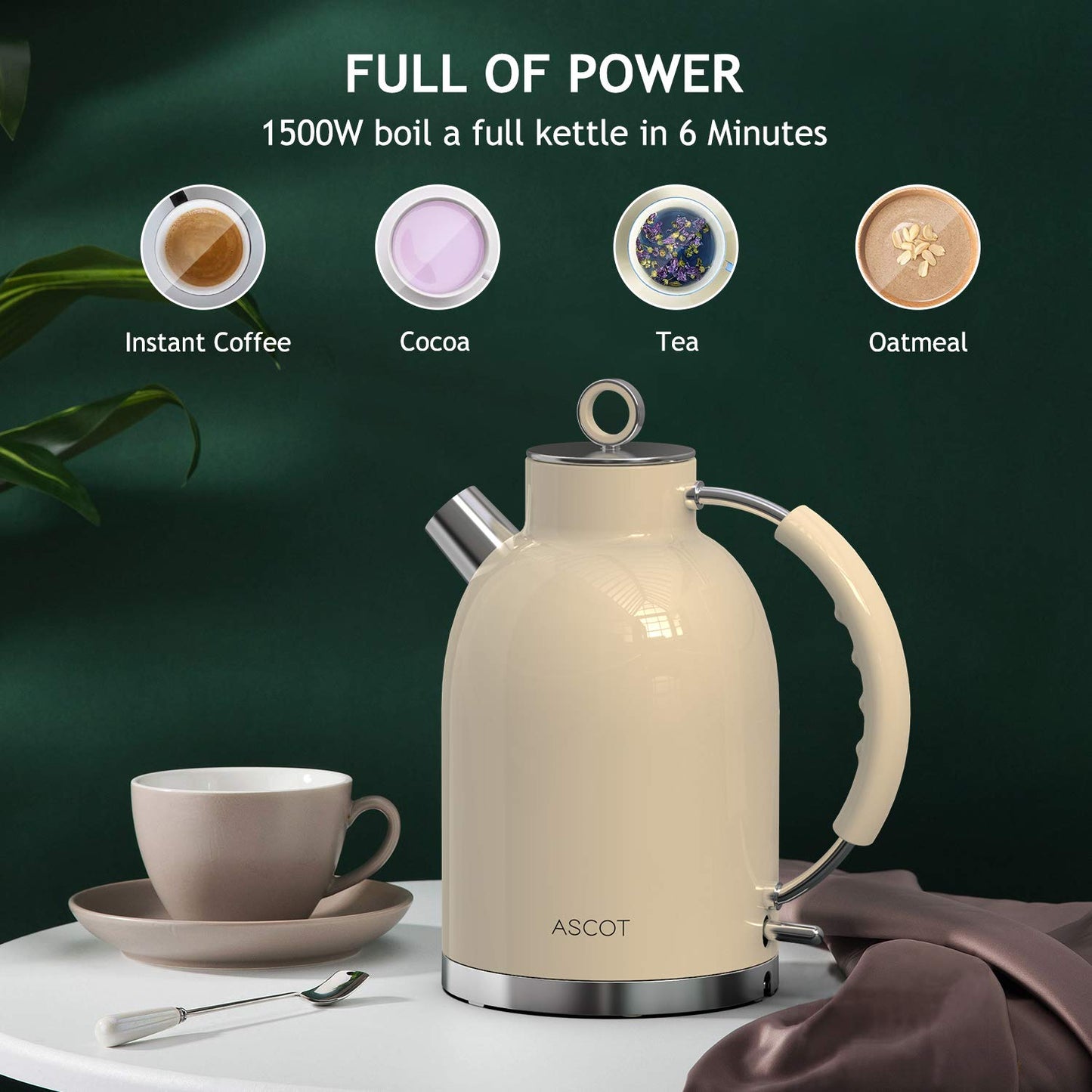 Stainless Steel Electric Tea Kettle Gifts for Men/Women/Family 1.5L 1500W