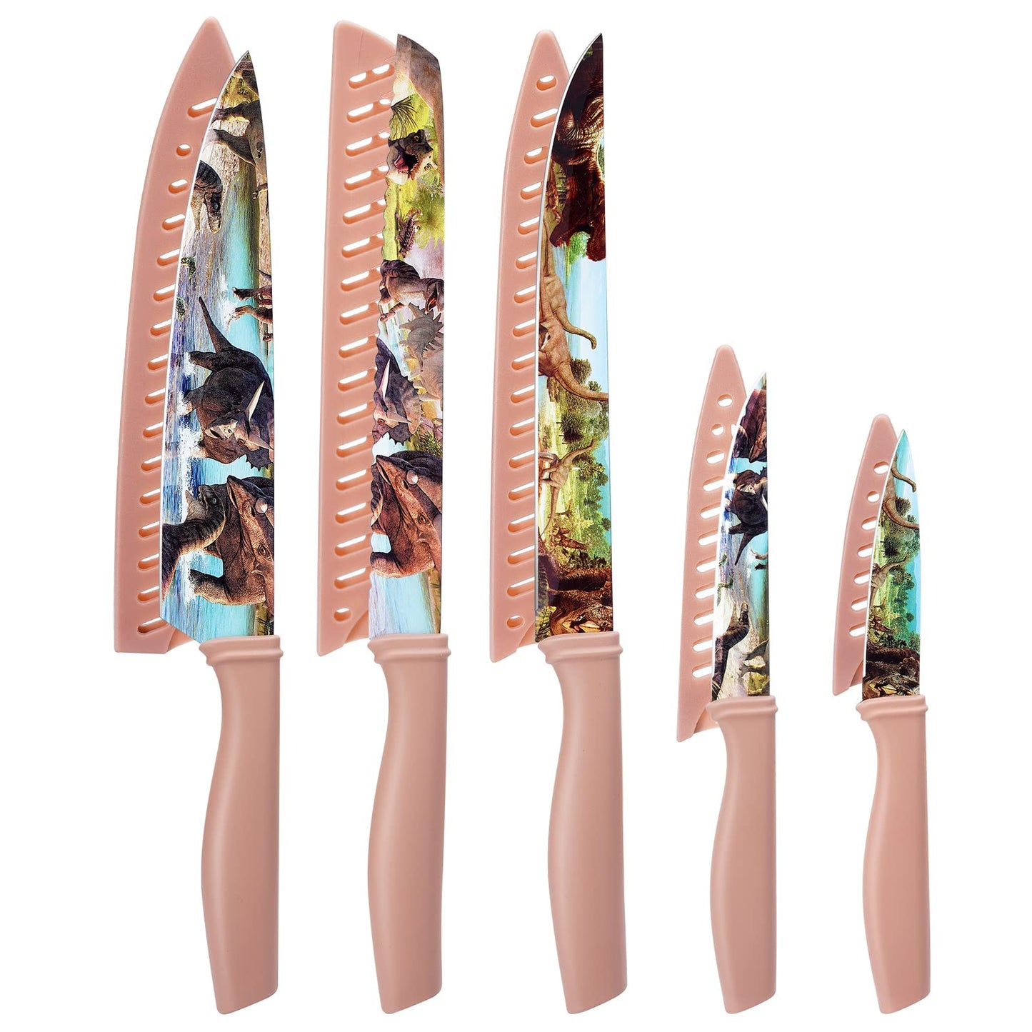 Chef Knives with Dinosaur Pattern 5-piece Kitchen Knife Set