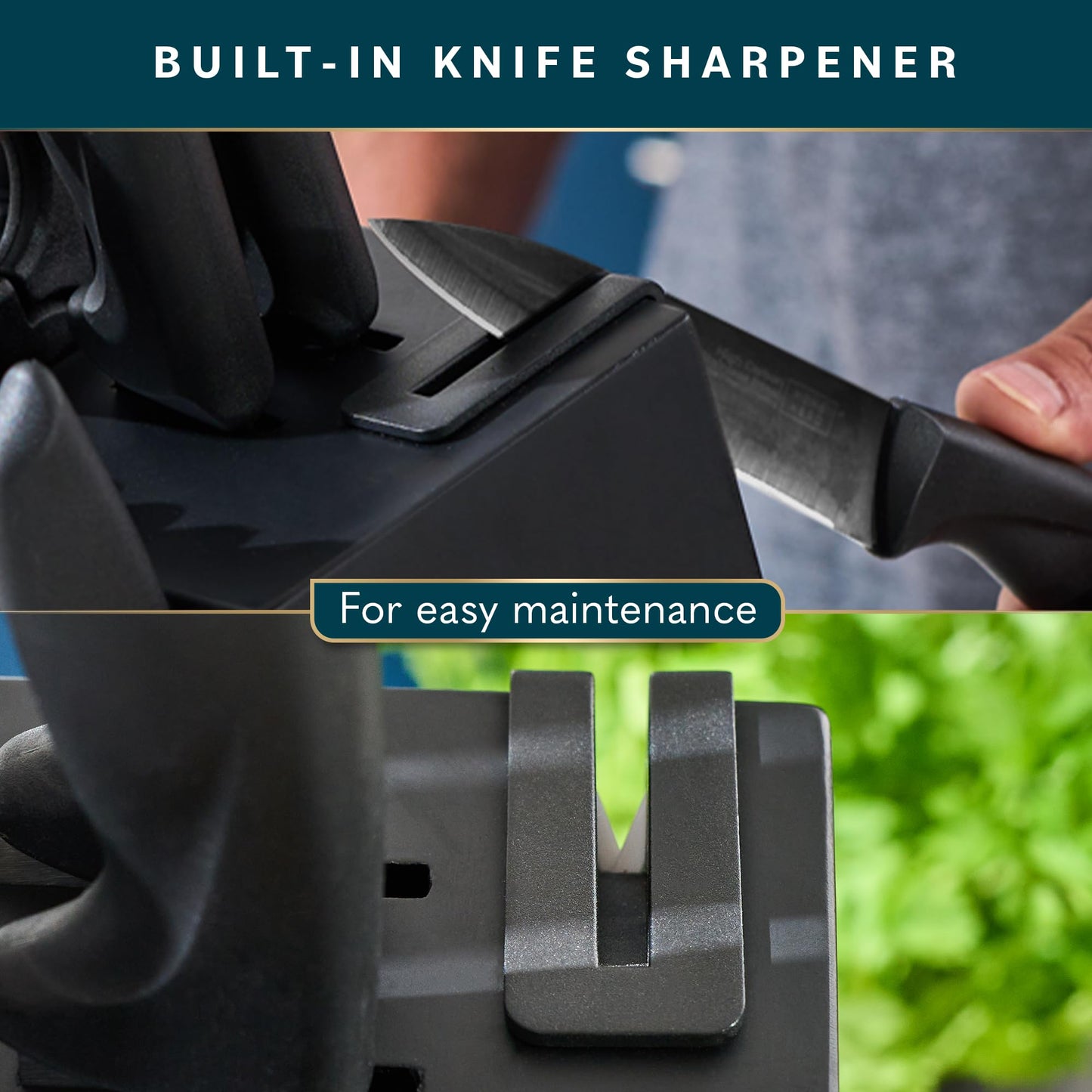 High Carbon Stainless Steel Knife Block Set 16 Pcs - Black