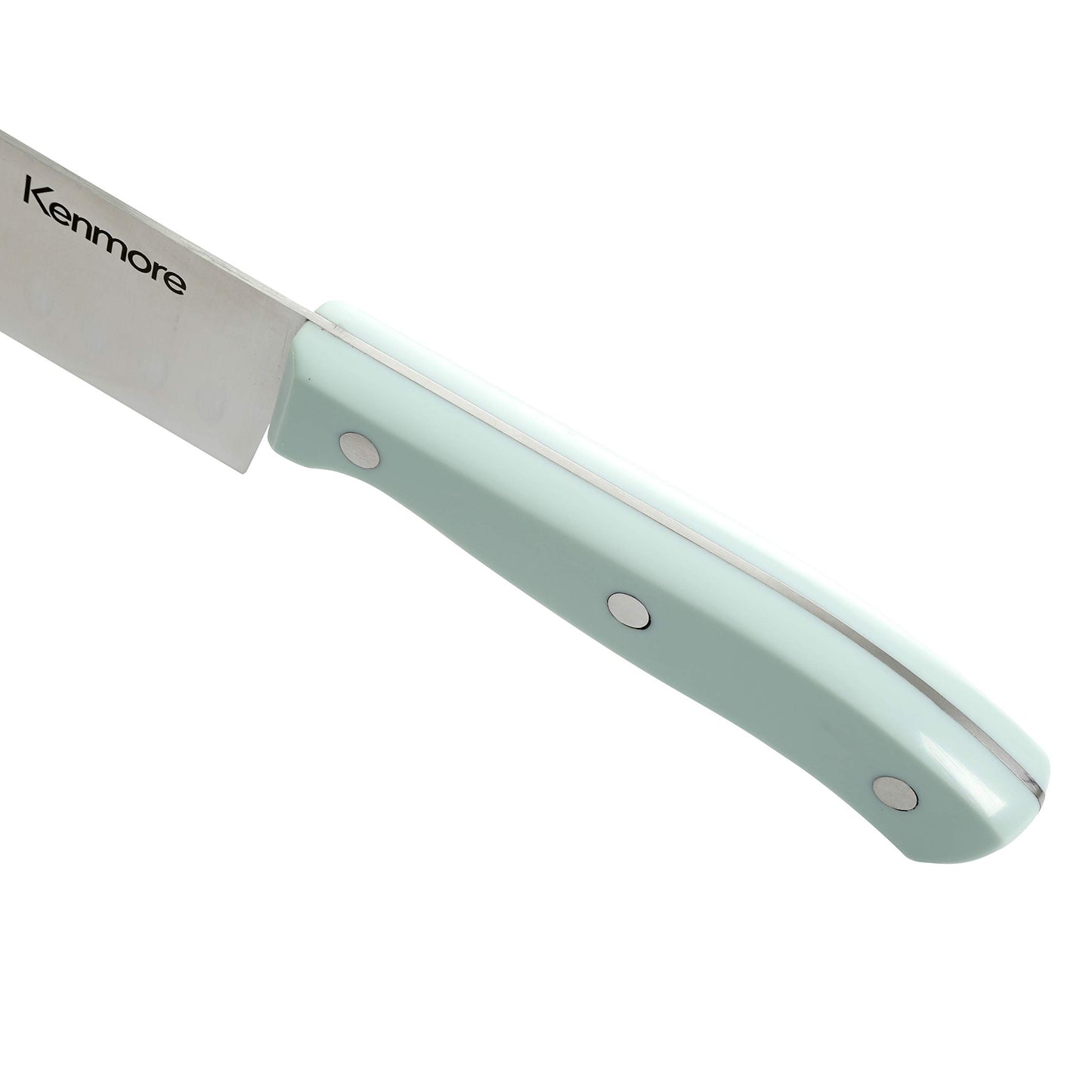 Kenmore Kane Stainless Steel Forged Triple Riveted Cutlery Knife Block Set, 14-Piece, Glacier Blue