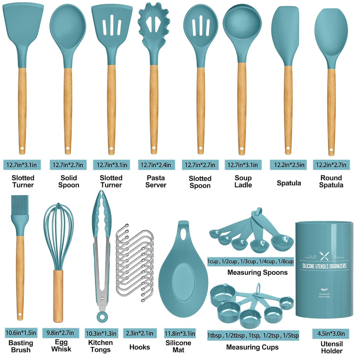 Umite Chef Kitchen Utensils Set Non-Stick Silicone Kitchen Utensils 24 Pieces