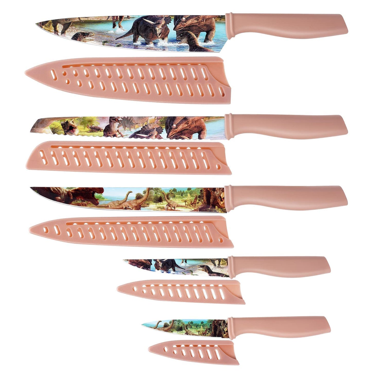 Chef Knives with Dinosaur Pattern 5-piece Kitchen Knife Set
