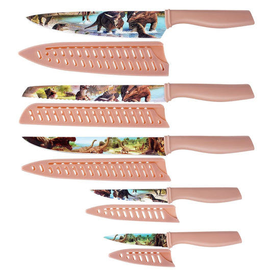 Chef Knives with Dinosaur Pattern 5-piece Kitchen Knife Set