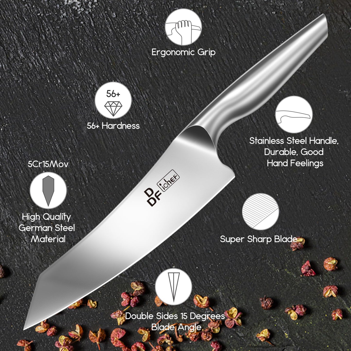 8 Piece Professional Kitchen Knife Set High Carbon Stainless Steel Chef Knives
