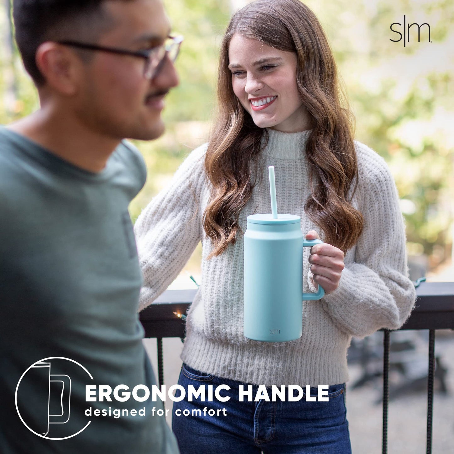 Simple Modern 50 oz Mug Tumbler with Handle and Straw Lid | Reusable Insulated Stainless Steel Large Water Bottle | Gifts for Women Men Him Her | Trek Collection | 50oz | Midnight Black