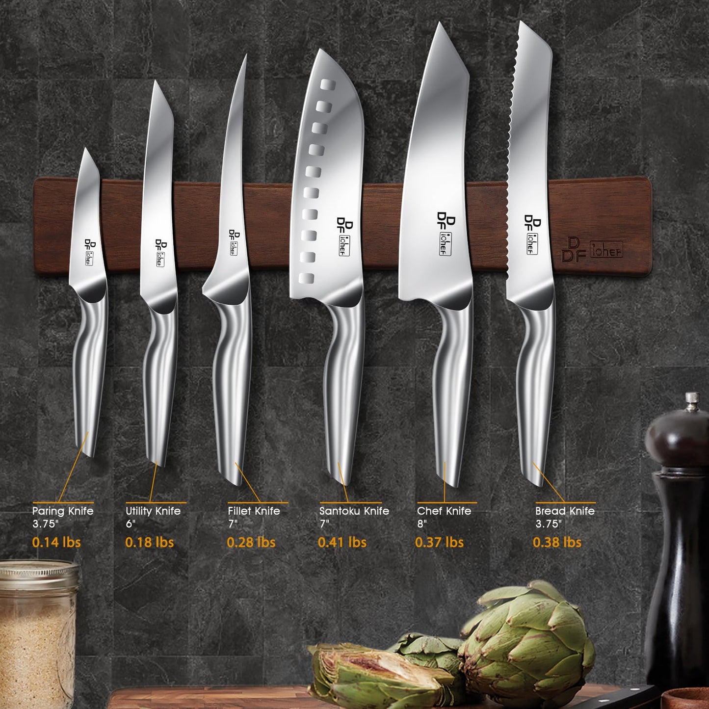8 Piece Professional Kitchen Knife Set High Carbon Stainless Steel Chef Knives