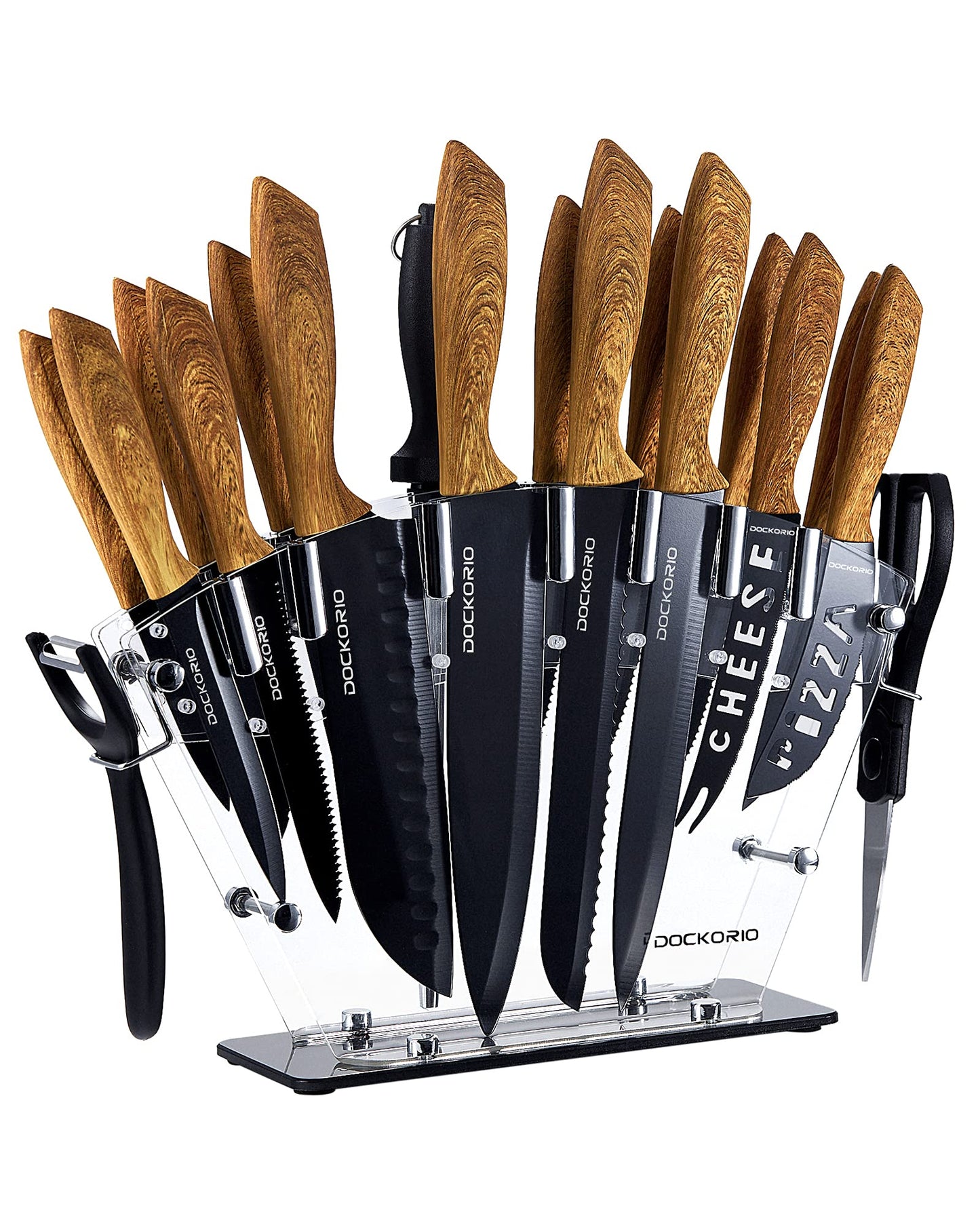 All in one 19 PCS High Carbon Stainless Steel Sharp Serrated Steak Knives Set