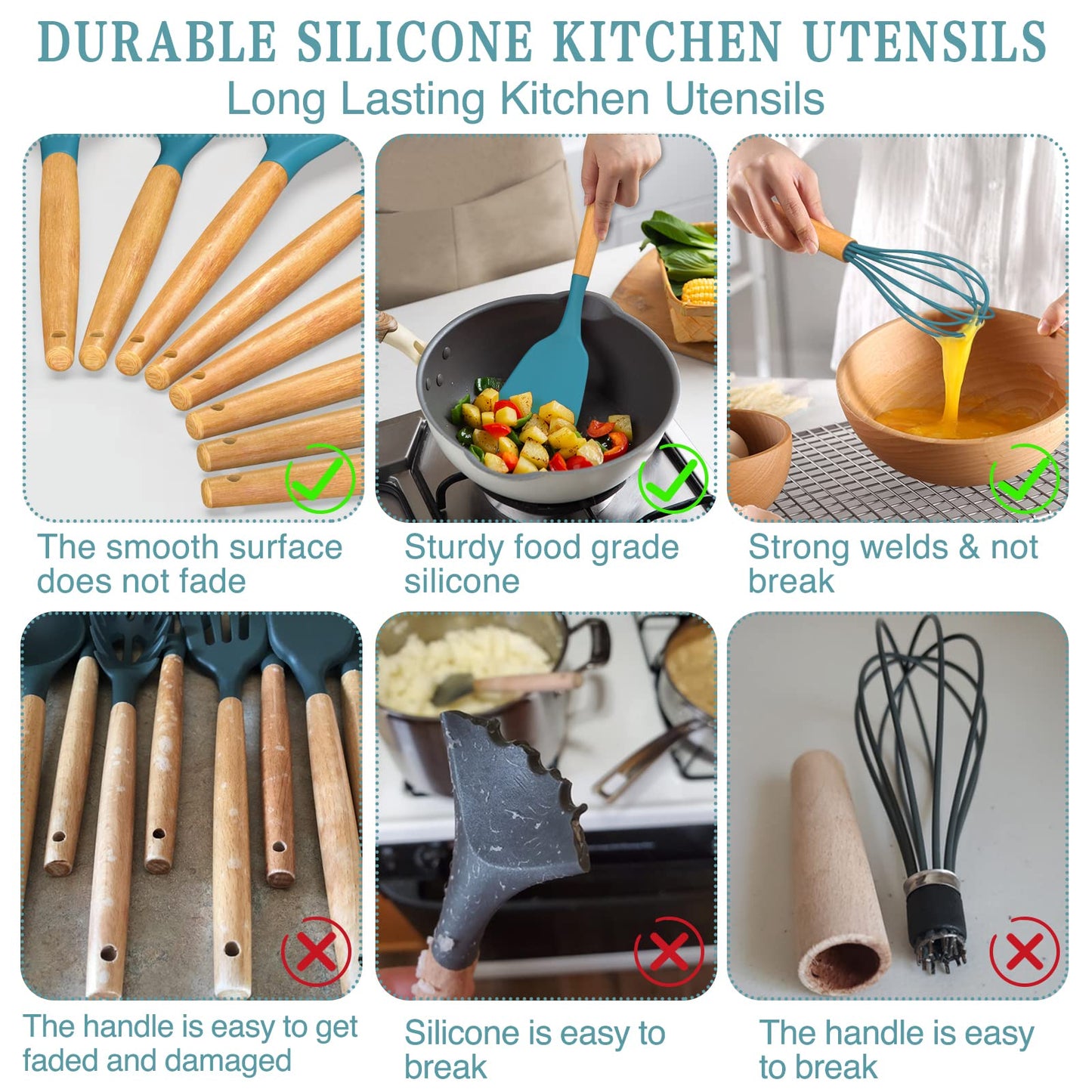Umite Chef Kitchen Utensils Set Non-Stick Silicone Kitchen Utensils 24 Pieces