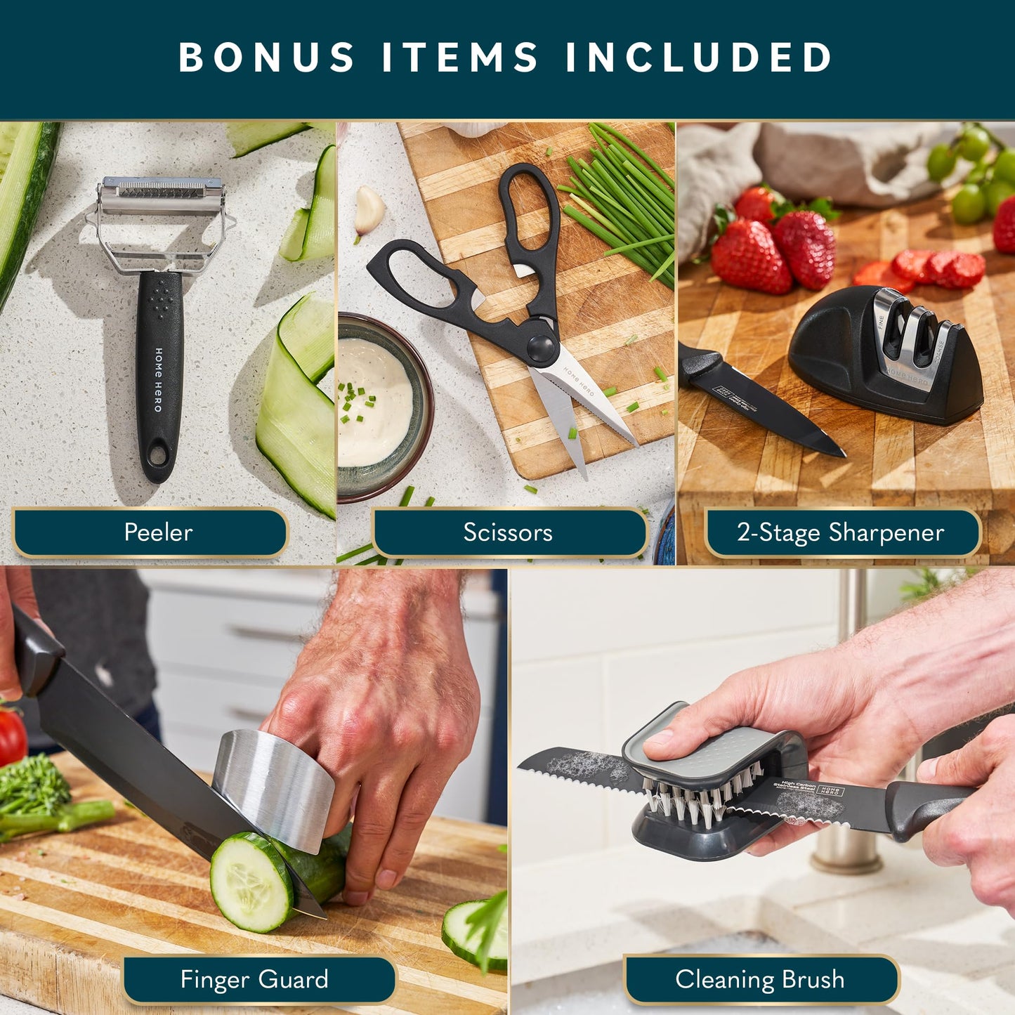Kitchen Knife Set - High Carbon Stainless Steel Knife Block Set 20pcs
