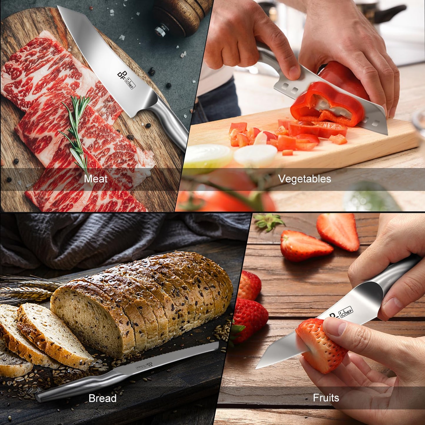 8 Piece Professional Kitchen Knife Set High Carbon Stainless Steel Chef Knives