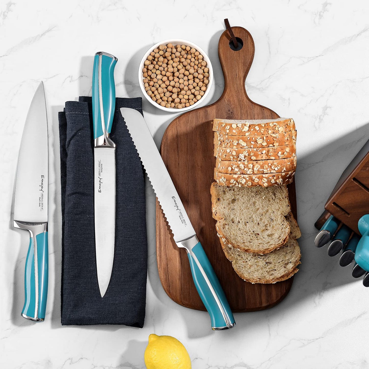 Knife Set 15-Piece Kitchen Knife Set with Block Wooden