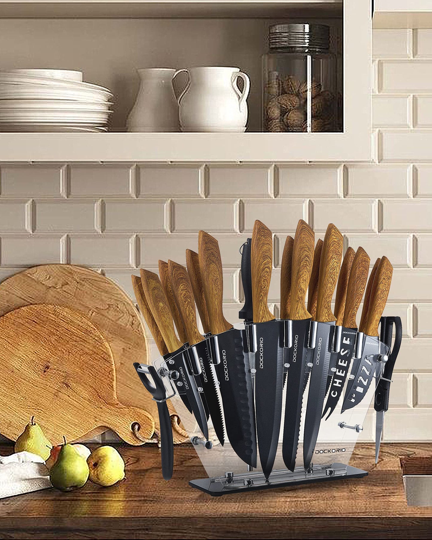 All in one 19 PCS High Carbon Stainless Steel Sharp Serrated Steak Knives Set