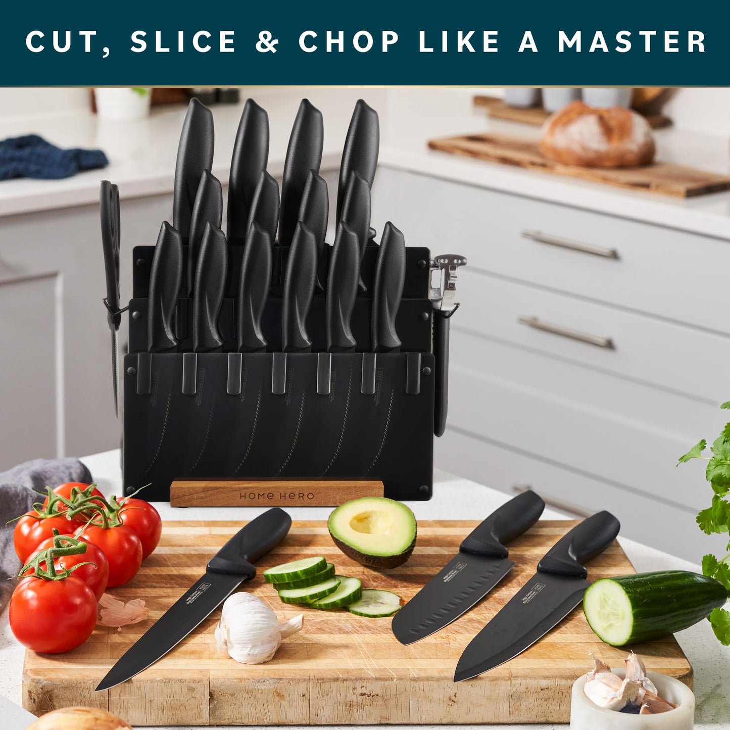 Kitchen Knife Set - High Carbon Stainless Steel Knife Block Set 20pcs