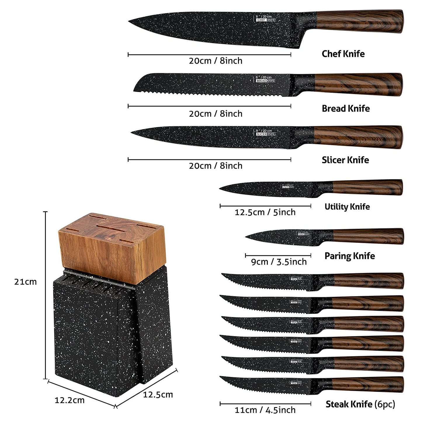 Knife Set,12-Piece Kitchen Knife Set Stainless Steel Knife Sets
