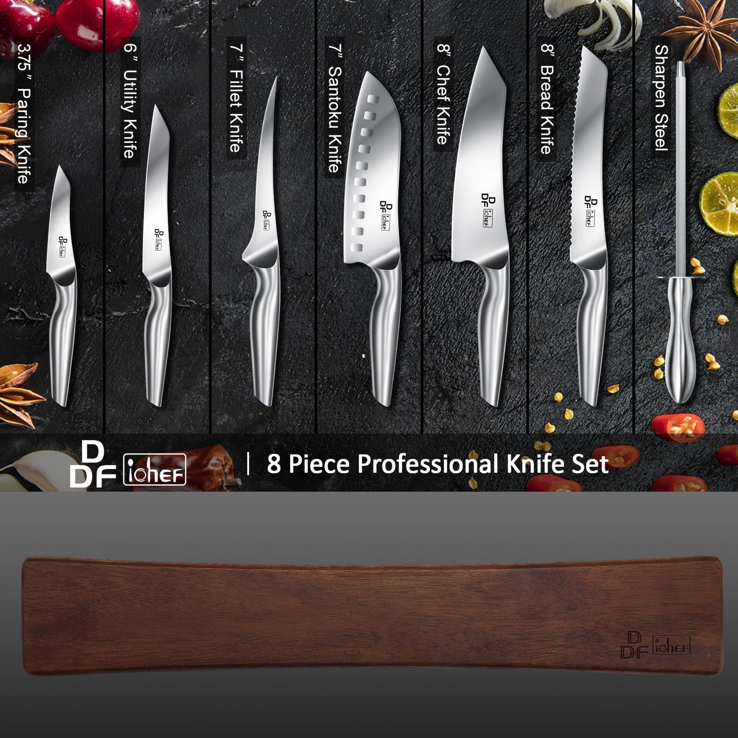 8 Piece Professional Kitchen Knife Set High Carbon Stainless Steel Chef Knives