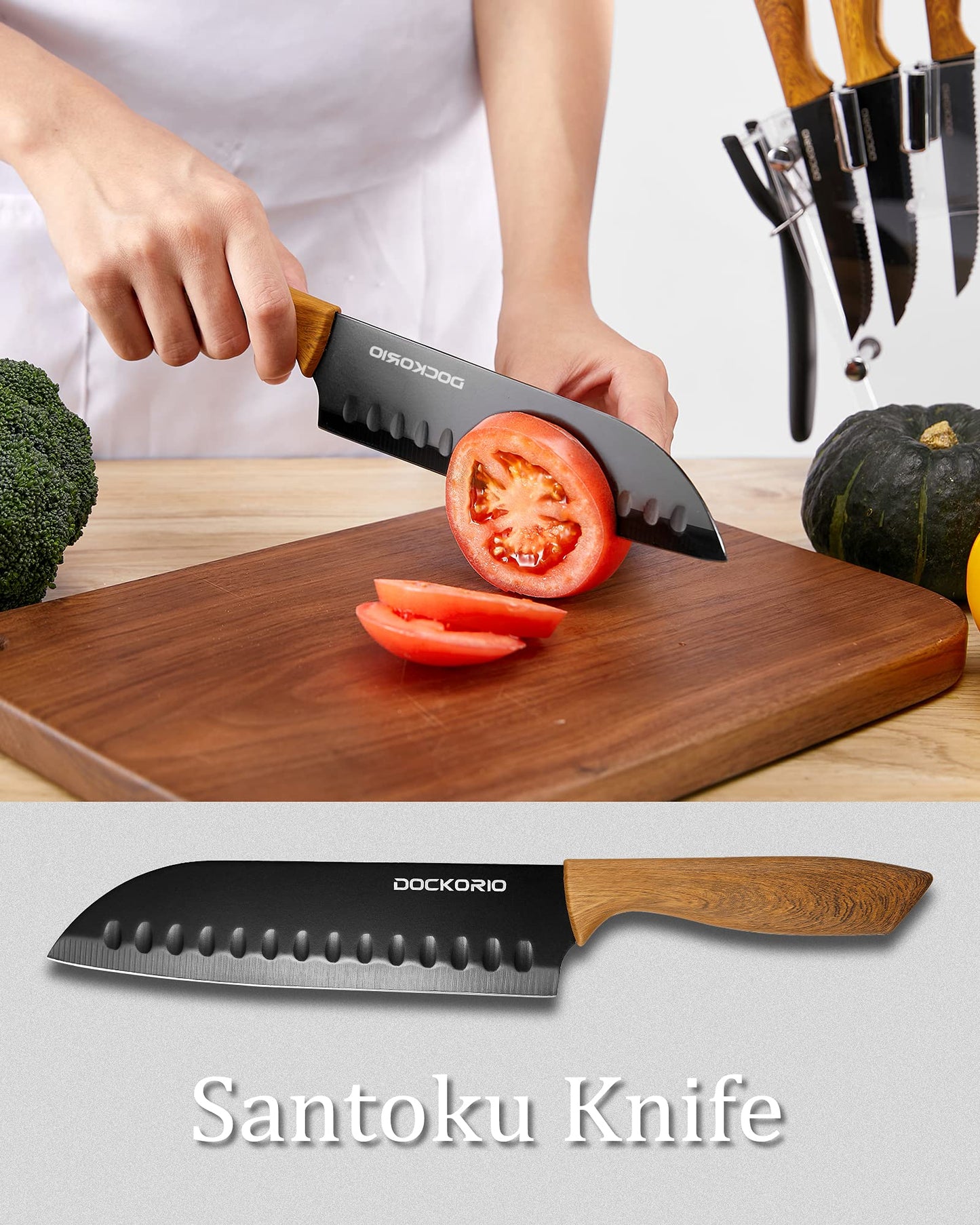All in one 19 PCS High Carbon Stainless Steel Sharp Serrated Steak Knives Set