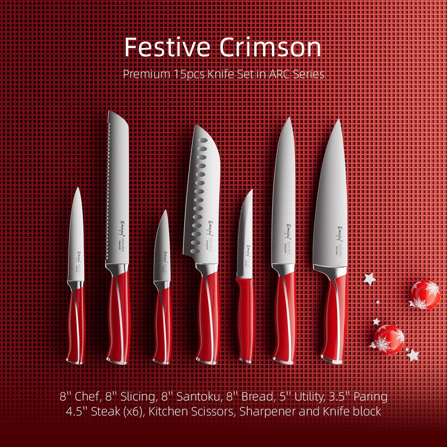 Knife Kitchen Knife Set with Block Wooden 15-Pieces