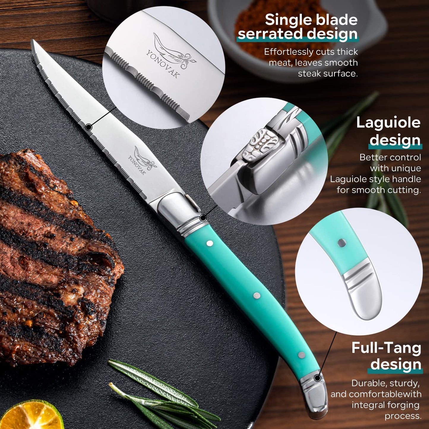 Knife Sets for Kitchen with Block Blue Whale Series 15-Piece