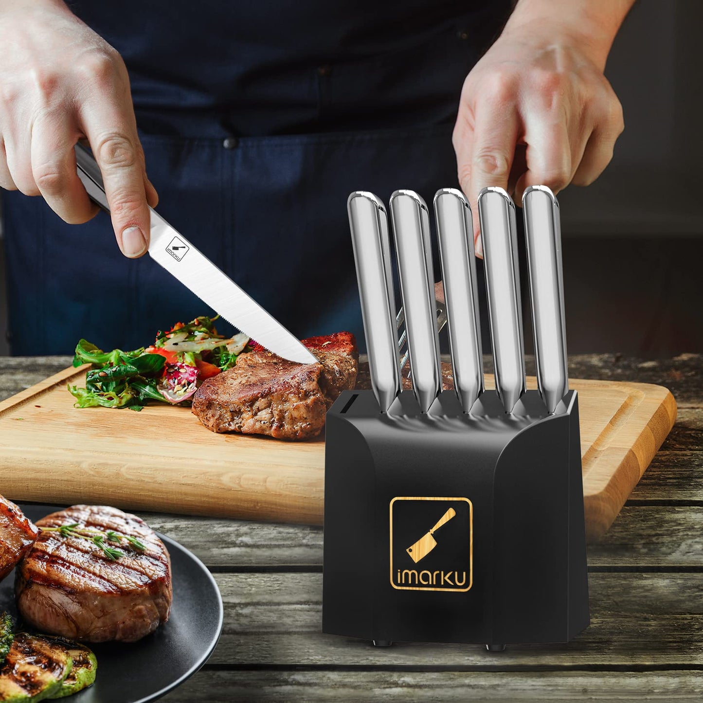 Knife Sets for Kitchen with Block 16 PCS High Carbon Stainless Steel Knife set Dishwasher Safe
