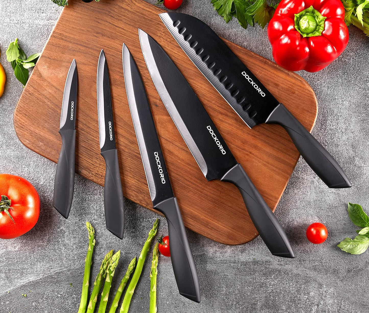 Kitchen Knife Set with Block 19 PCS Carbon Stainless Steel all in one Knife Set