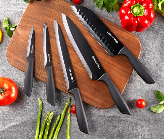 Kitchen Knife Set with Block 19 PCS Carbon Stainless Steel all in one Knife Set