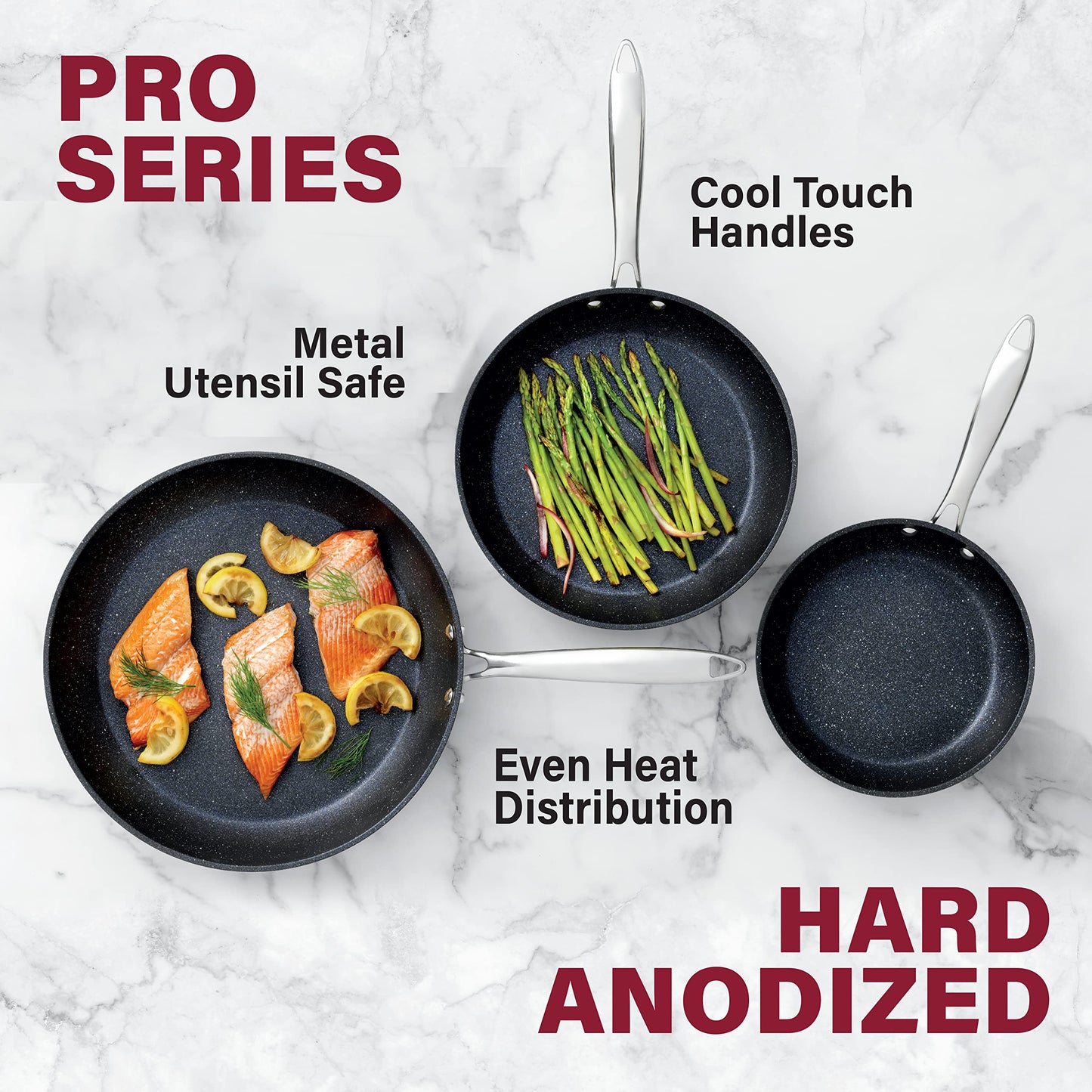 Pro 3 Pc Non Stick Frying Pans Set for Cooking