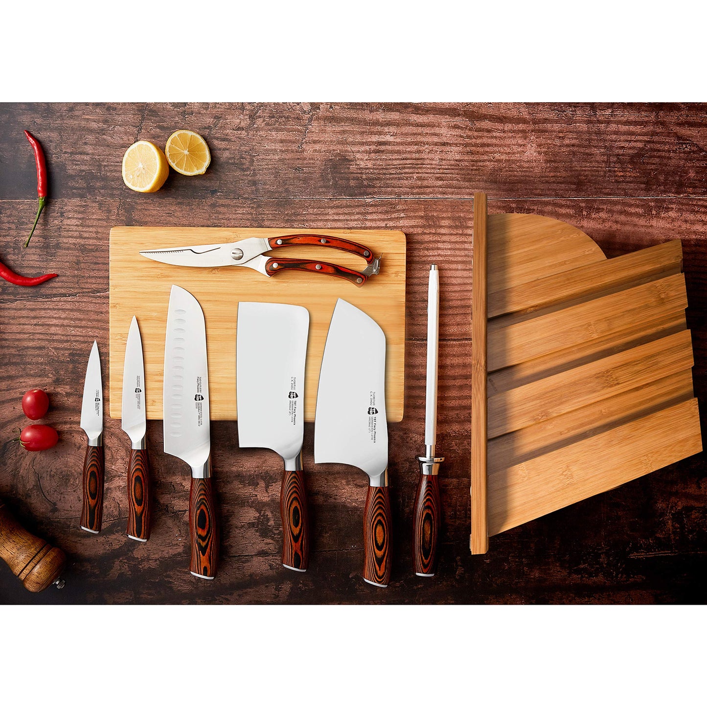8-pcs Kitchen Knife Set - Forged German X50CrMoV15 Steel